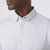 The Mizzen Main Men's Halyard Short Sleeve Dress Shirt in White and Blue