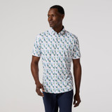 The Mizzen+Main Men's Halyard Short Sleeve Dress Shirt in White Floral Collage