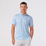 Mizzen+Main Men's Halyard Short Sleeve Dress Shirt in Light Blue Palm