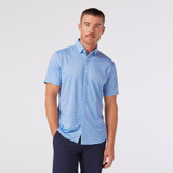 Mizzen+Main Halyard Short Sleeve Dress Shirt Provence Woven Tile front view