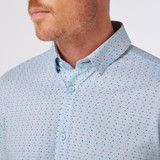 Mizzen+Main Men's Halyard Short Sleeve Dress Shirt in Light Blue Trellus