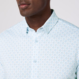 Mizzen+Main Men's Halyard Short Sleeve Dress Shirt in Washed Radial Diamond