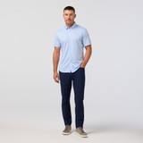 Mizzen+Main Halyard Short Sleeve Dress Shirt Cloud Blue Split Floral front view