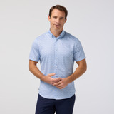 The Mizzen Main Men's Halyard Short Sleeve Dress Shirt in Coastal Fjord Palm Print