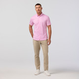 The Mizzen Main Men's Halyard Short Sleeve Dress Shirt in Pink Salt Tossed Triangle