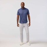 The Mizzen Main Men's Halyard Short Sleeve Dress Shirt in Midnight Navy Circle Dash