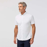 The Mizzen Main Men's Halyard Short Sleeve Dress Shirt in White Tossed Triangle