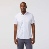The Mizzen Main Men's Halyard Short Sleeve Dress Shirt in White Petal Hatch