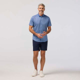 The Mizzen Main Men's Halyard Short Sleeve Dress Shirt in Cobalt Retro Boomerang