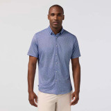 The Mizzen Main Men's Halyard Short Sleeve Dress Shirt in Navy Enlarged Diamond