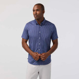 The Mizzen Main Men's Halyard Short Sleeve Dress Shirt in Midnight Navy Circle Dash