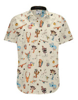 The Baja Llama Men's Very Dangerous Desert Button Up Shirt in Tan
