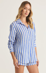 Z Supply Women's Saturdays Stripe Gauze Shirt in White