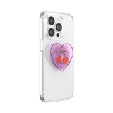 PopSockets Glitter Sugar Plum Cherry Phone Grip heart glitter design side angle