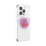 PopSockets Glitter Sugar Plum Cherry PopGrip heart glitter design side angle