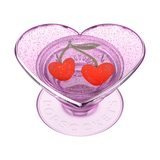 PopSockets Glitter Sugar Plum Cherry Phone Grip heart glitter design flat position