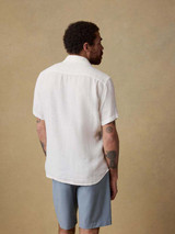 Faherty Men's Palma Linen Short Sleeve Shirt Bright White Basketweave front