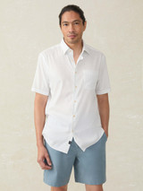 Faherty Men's Movement Monterey Short Sleeve Shirt White lifestyle view