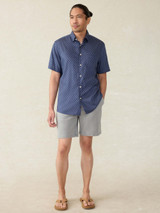 Faherty Men's Movement Monterey Short Sleeve Shirt Navy front view