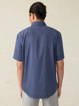 Faherty Men's Movement Monterey Short Sleeve Shirt Navy side detail