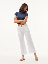 Bella Dahl Women's Saige Wide Leg Crop Pant in White back view