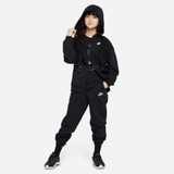 Nike Girls' Sportswear Club Fleece Oversized Full Zip Hoodie in Black front view