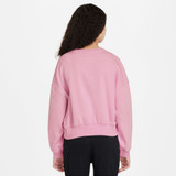 Nike Girls' Sportswear Club Fleece Boxy Crew Neck Pullover in Medium Soft Pink front view