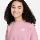 Nike Girls' Sportswear Club Fleece Boxy Crew Neck in Medium Soft Pink