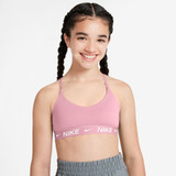 Nike Girls' Indy Sports Bra in Medium Soft Pink front view