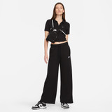 Nike Women's Club Fleece Mid Rise Wide Leg Sweatpants in Black front view