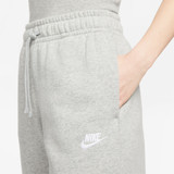 Nike Women's Club Fleece Mid Rise Wide Leg Sweatpants in Grey detail view