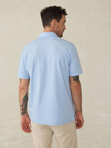 Faherty Men's Movement Polo Cardiff Blue detail