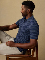 Faherty Men's Movement Polo Ravine Waters Stripe side view