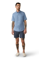 Faherty Men's Movement Short Sleeve Shirt in Horizon Bloom full body front