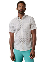 Faherty Men's Movement Short Sleeve Shirt in Ivory Coastal Palms