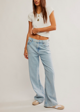 Free People Women's Stride Straight 'n Wide Jeans in Roam Free