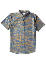 The Vissla Men's Botanica Eco Short Sleeve Shirt in Dark Denim Blue