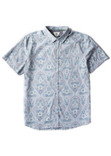 The Vissla Men's Mundaka Eco Short Sleeve Shirt in Faded Denim Blue