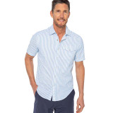 Criquet Men's Performance Pearl Snap Shirt Blue close-up