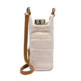 Wanderfull Canvas Hydrobag Oatmeal Canvas with Thin Leather Strap with water bottle