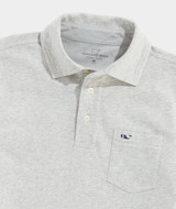 Vineyard Vines Boys' Surf Polo Heather Grey back view