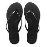 Soléi Sea Women's Indie Patent Flip Flop Sandals in Black