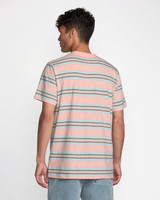 The RVCA Magnolia Striped Pocket Tee in Peach