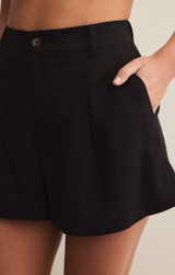 Z Supply Women's Topanga Linen Shorts in Black
