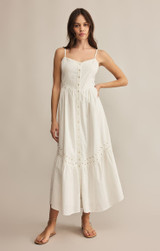 Z Supply Women's Citadelle Embroidered Linen Maxi Dress in White