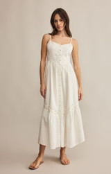 Z Supply Women's Citadelle Embroidered Linen Maxi Dress in White