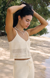 Z Supply Women's Tay Crochet Cropped Tank Top in Sea Salt