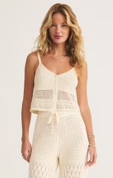 Z Supply Women's Tay Crochet Cropped Tank Top in Sea Salt