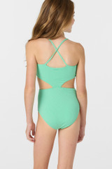 O'Neill Girls' Dawnbreak Rib One Piece Swimsuit in Jade Cream
