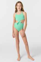 O'Neill Girls' Dawnbreak Rib One Piece Swimsuit in Jade Cream